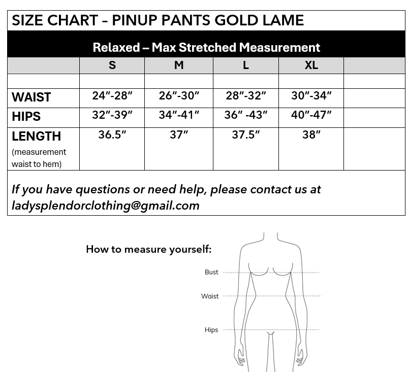 Pinup Pants in Gold Lame