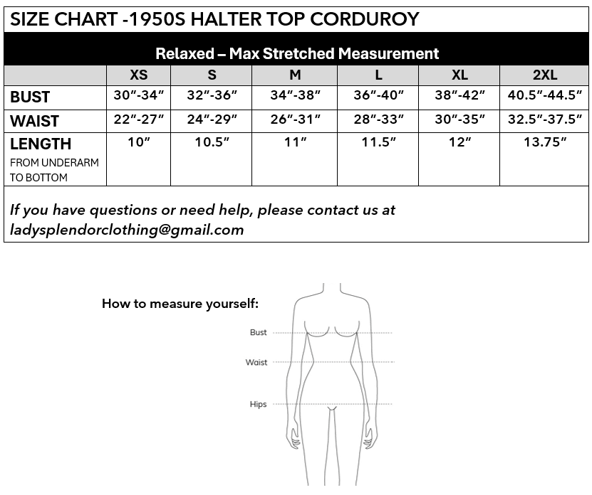 1950s Corduroy Halter Top