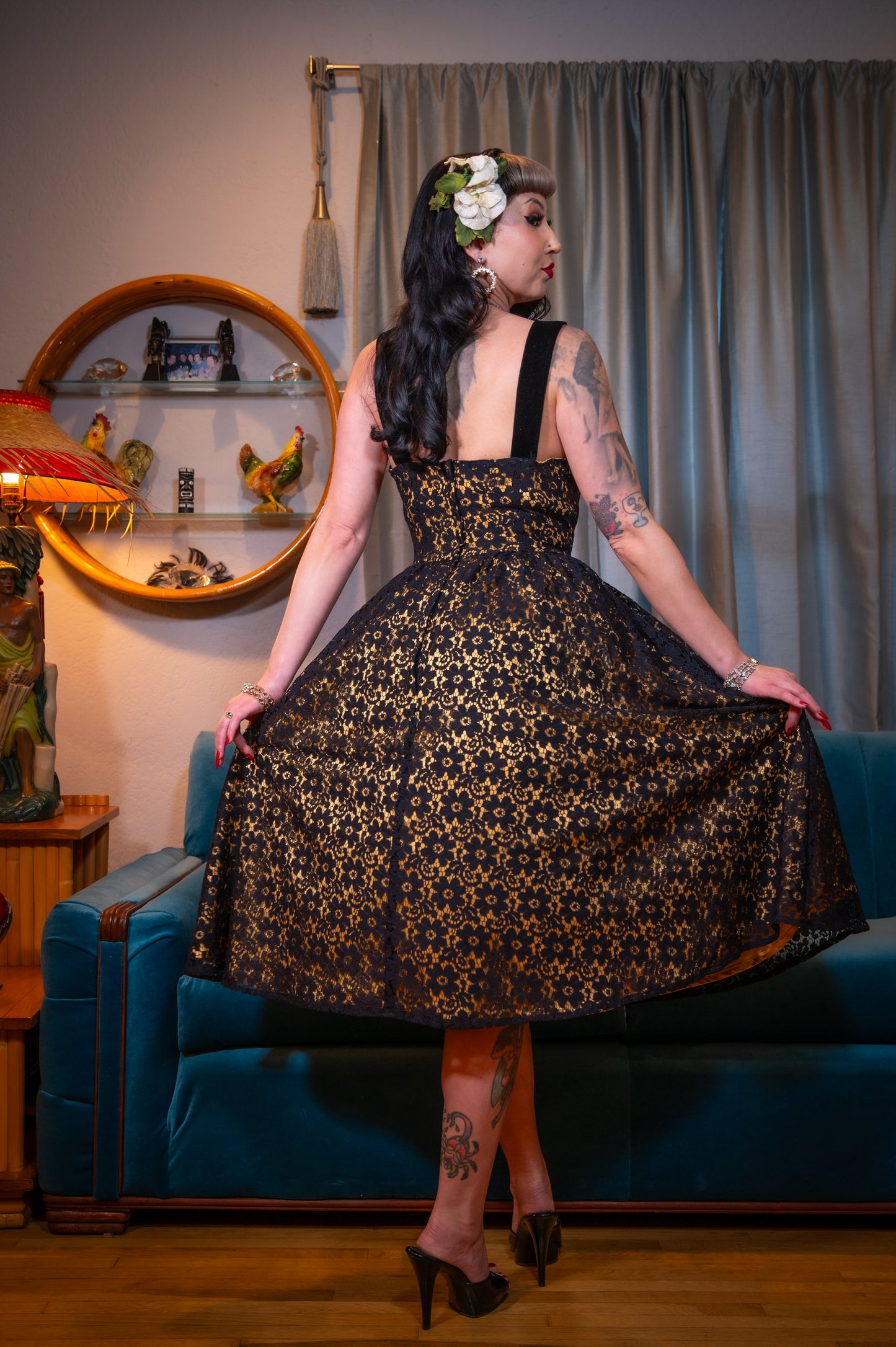 The Sweetheart Lace Dress in Black