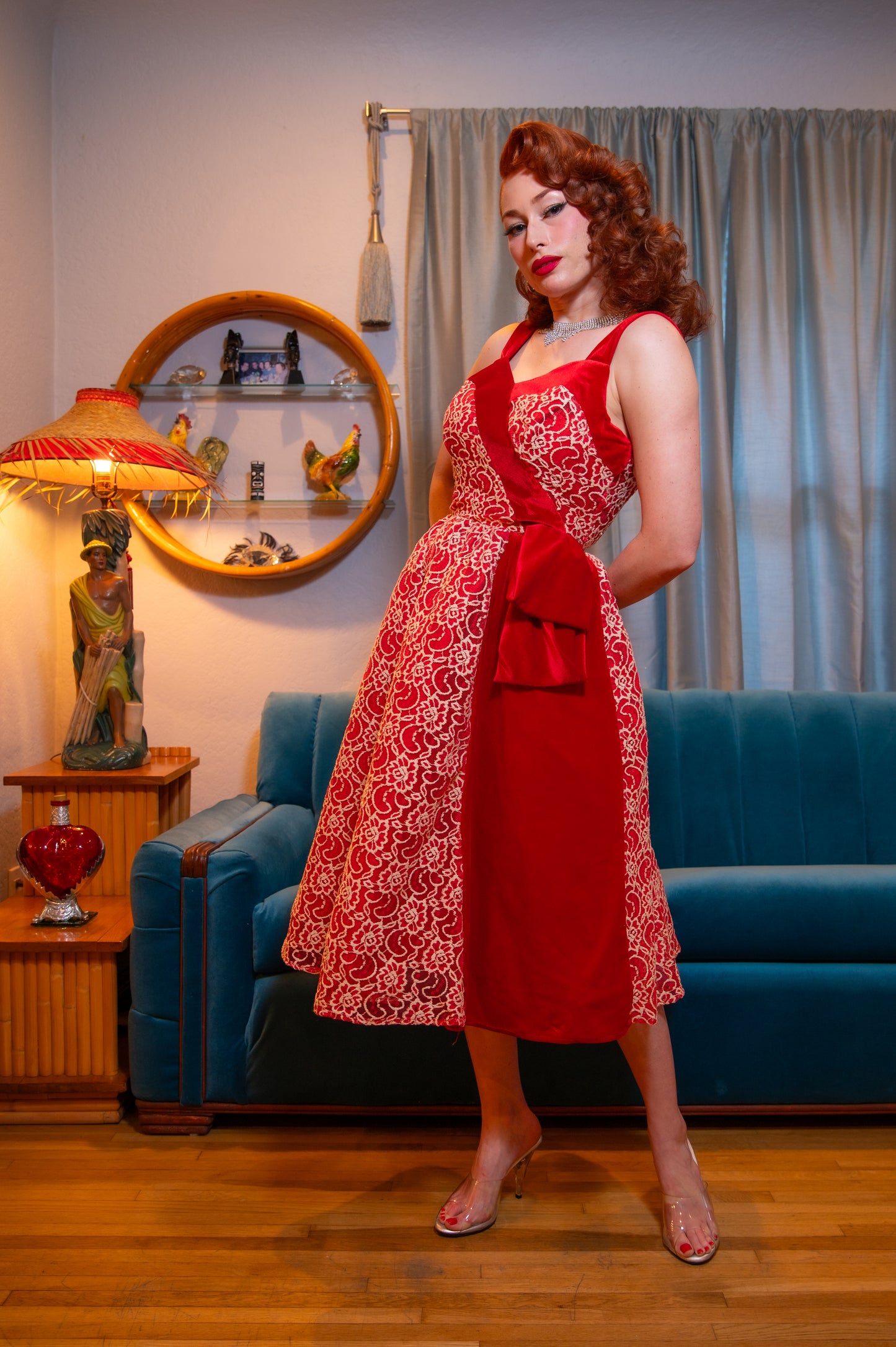 The Sweetheart Lace Dress in Red
