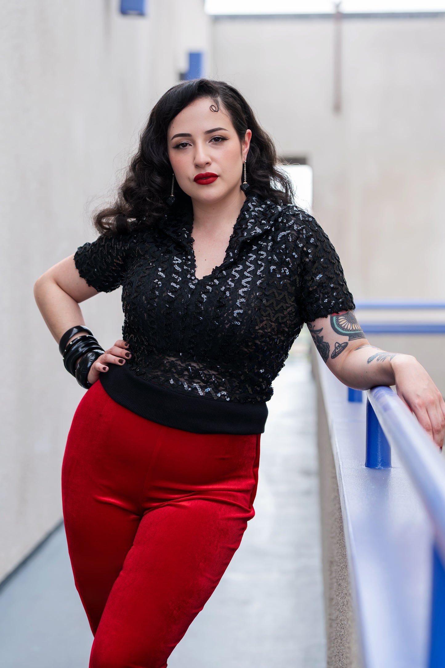 Lace & Sequin Pullover Top