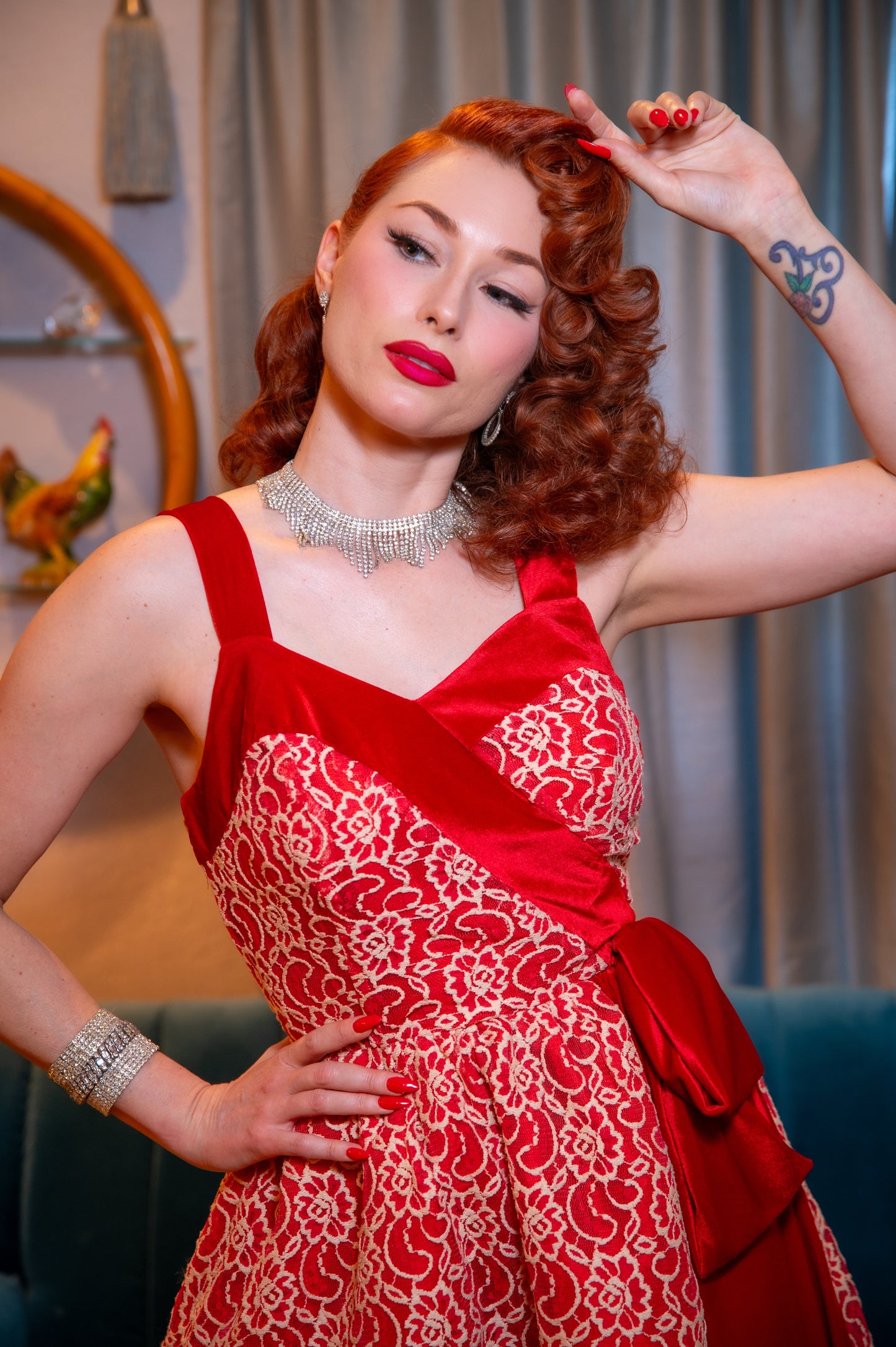 The Sweetheart Lace Dress in Red