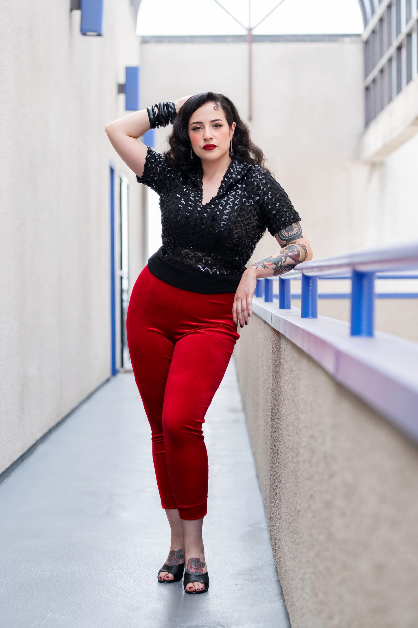 Lace & Sequin Pullover Top