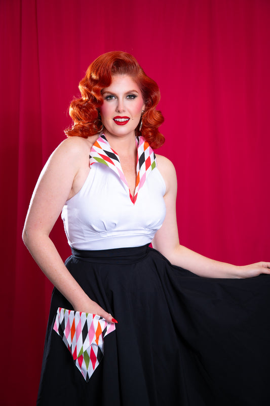 The HarleQUEEN Pinup Halter Top in White