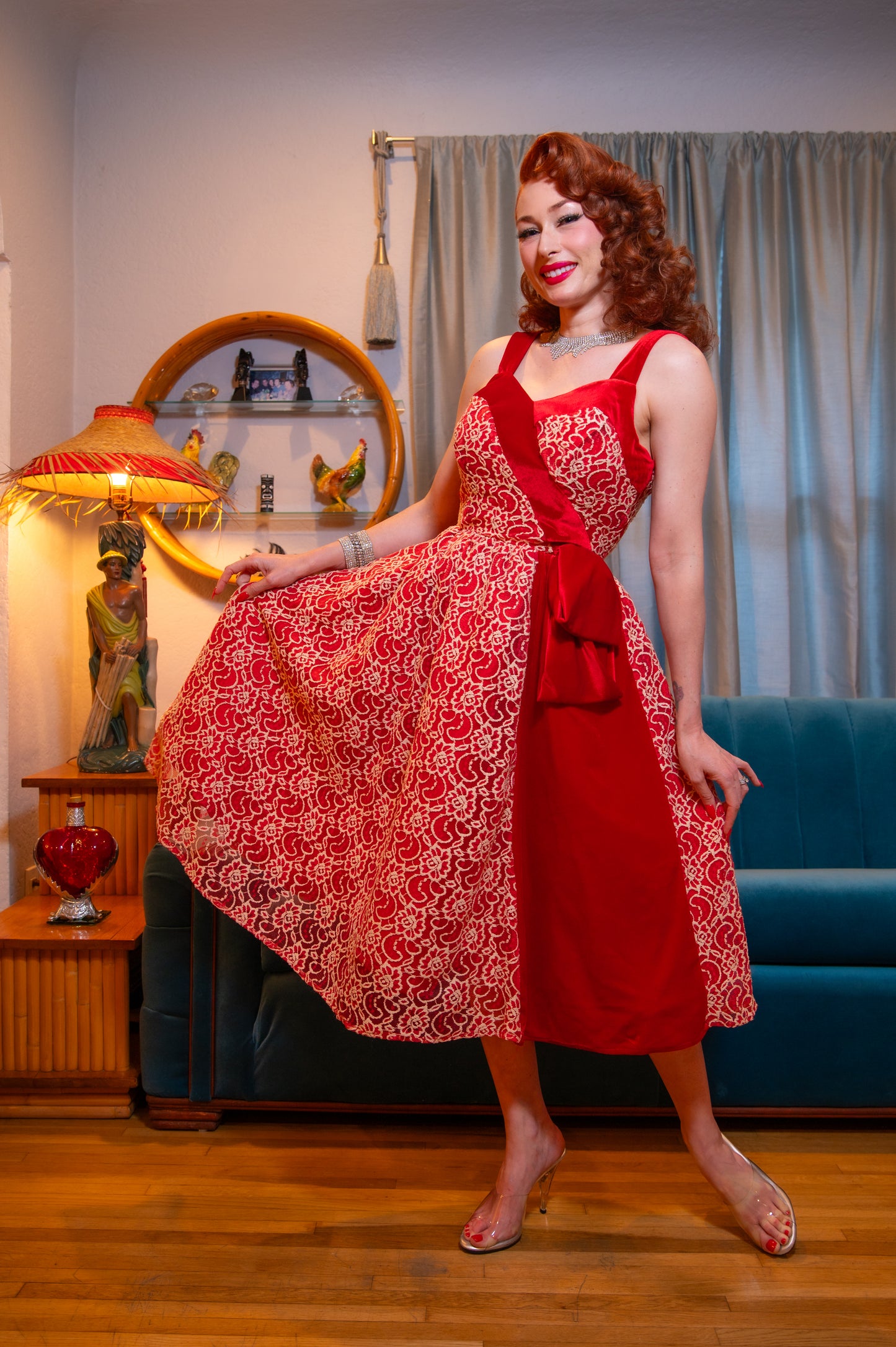 The Sweetheart Lace Dress in Red