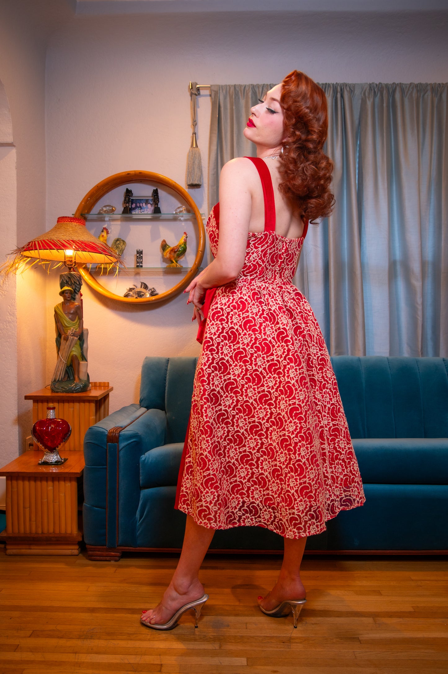 The Sweetheart Lace Dress in Red
