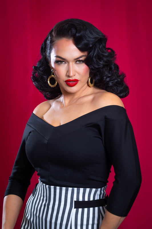 Midcentury V Top in Black