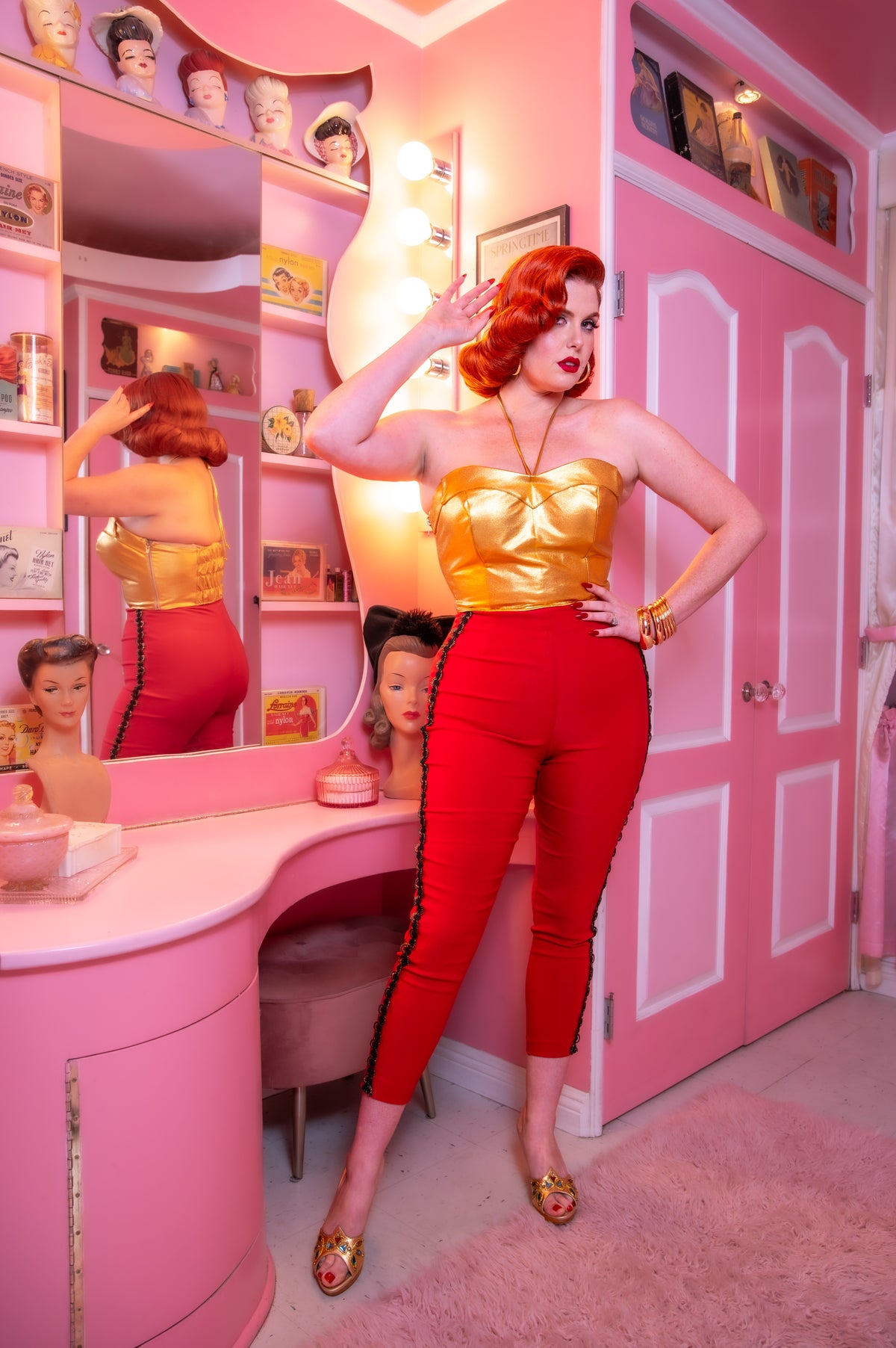 Toreador Pants in Red with Black