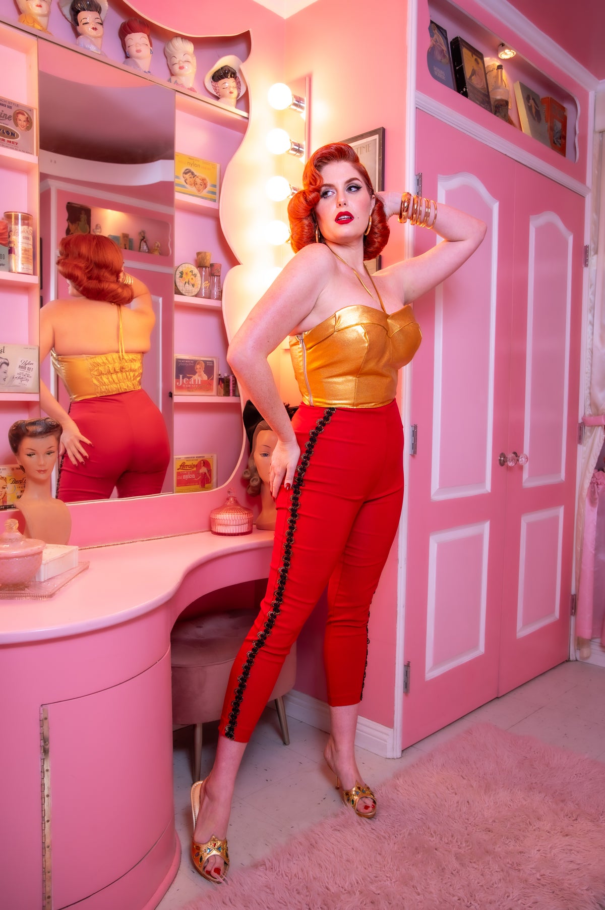 Toreador Pants in Red with Black