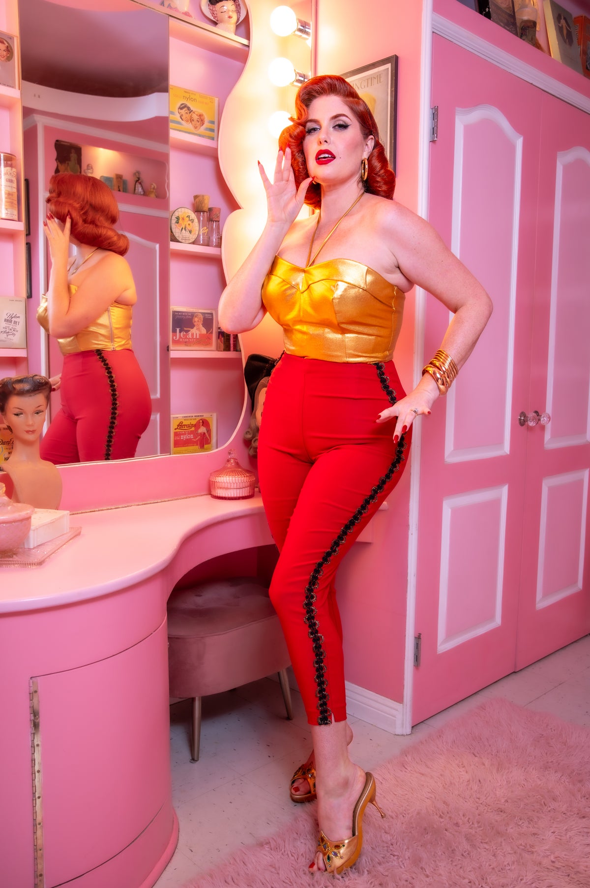 Toreador Pants in Red with Black