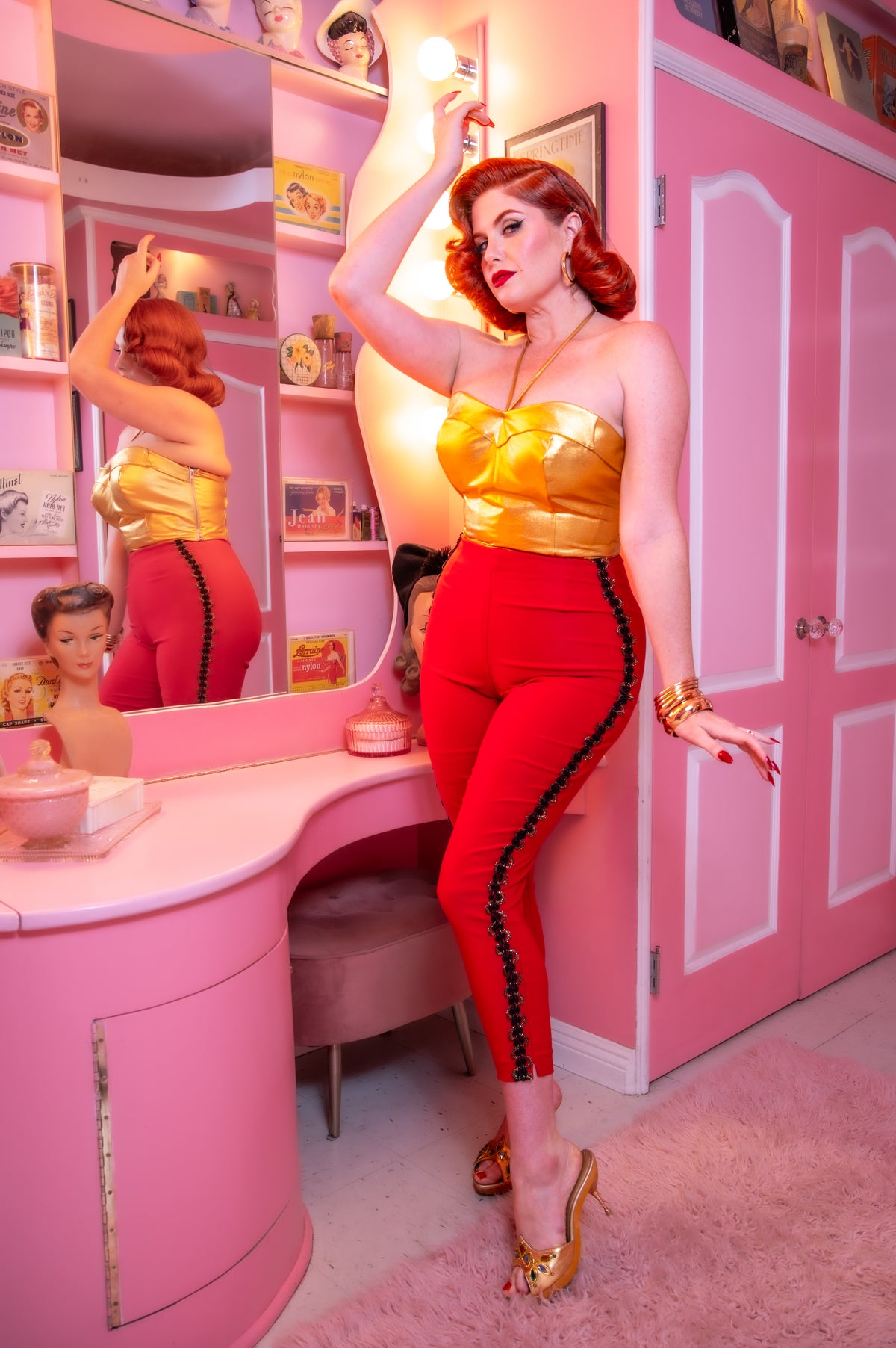 Toreador Pants in Red with Black