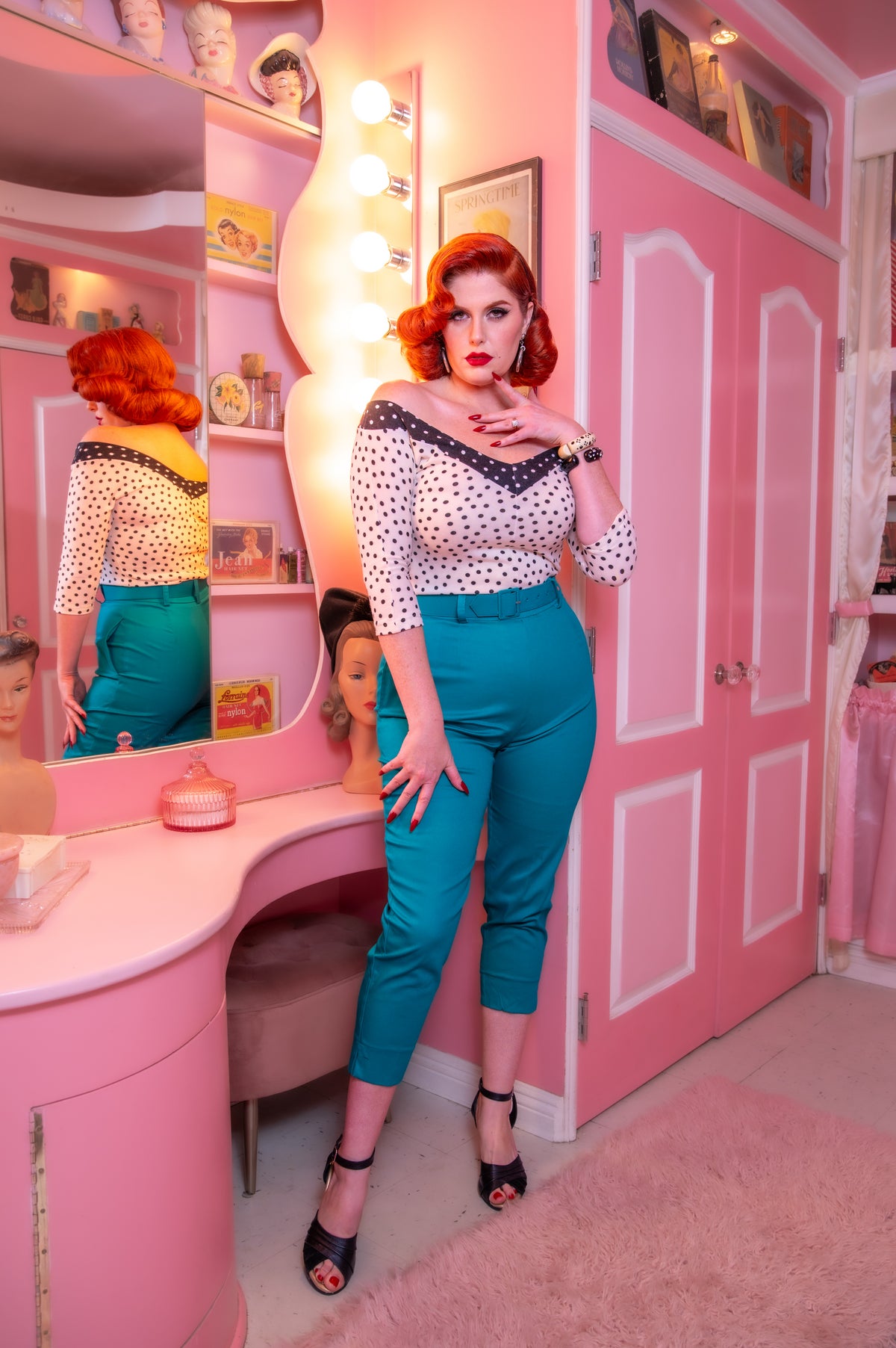 Cutie Capris Pants in Blue-Green PREORDER