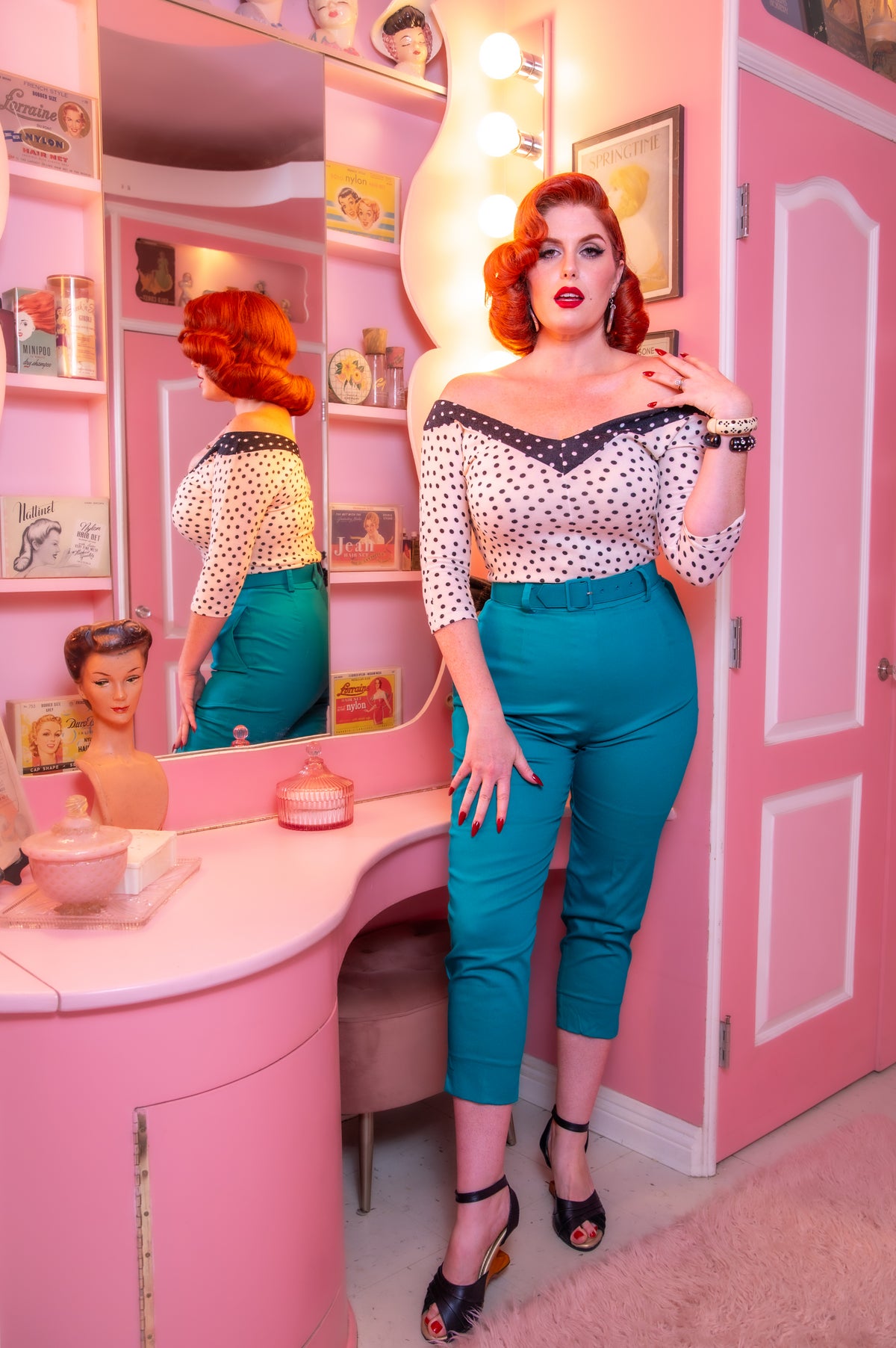 Cutie Capris Pants in Blue-Green PREORDER