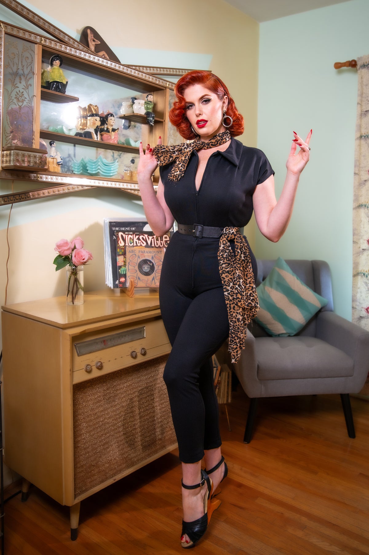 The Bad Girl Jumpsuit with Leopard Scarf PREORDER