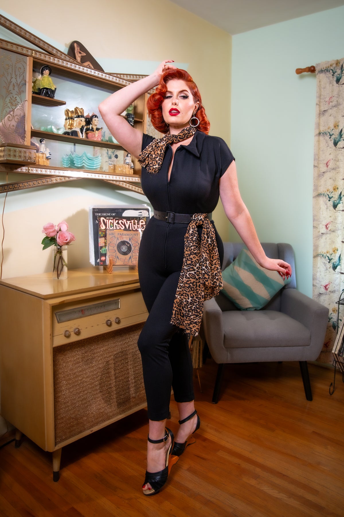 The Bad Girl Jumpsuit with Leopard Scarf PREORDER