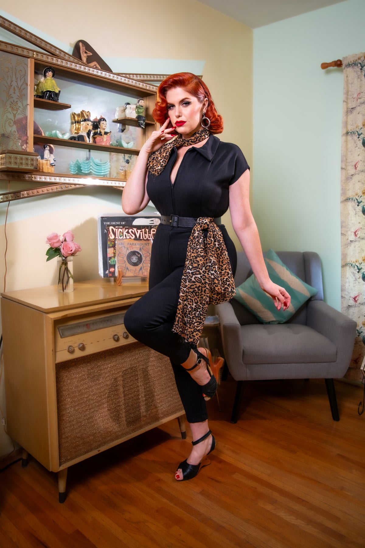 The Bad Girl Jumpsuit with Leopard Scarf PREORDER