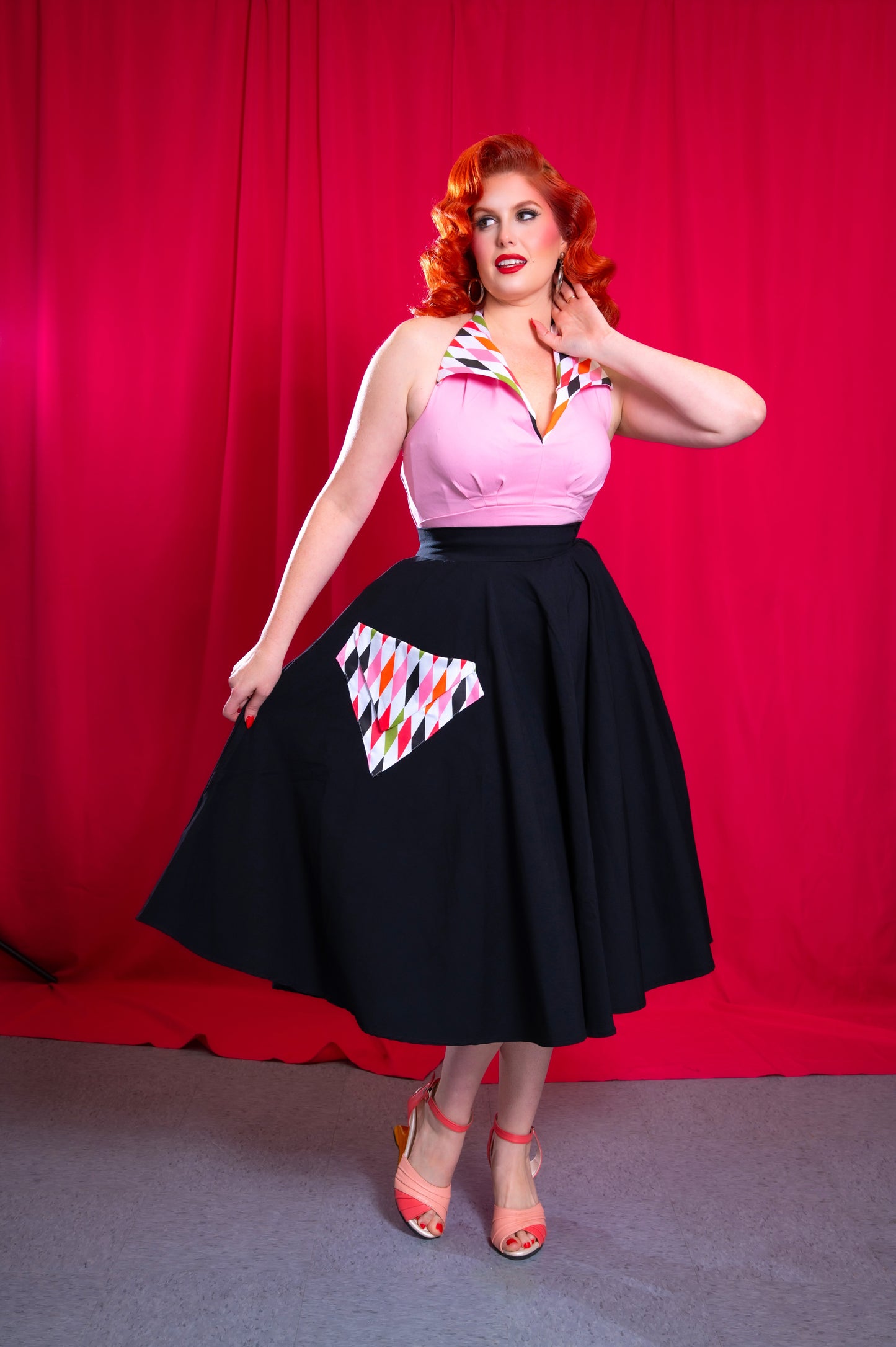 The HarleQUEEN Pinup Halter Top in Light Pink