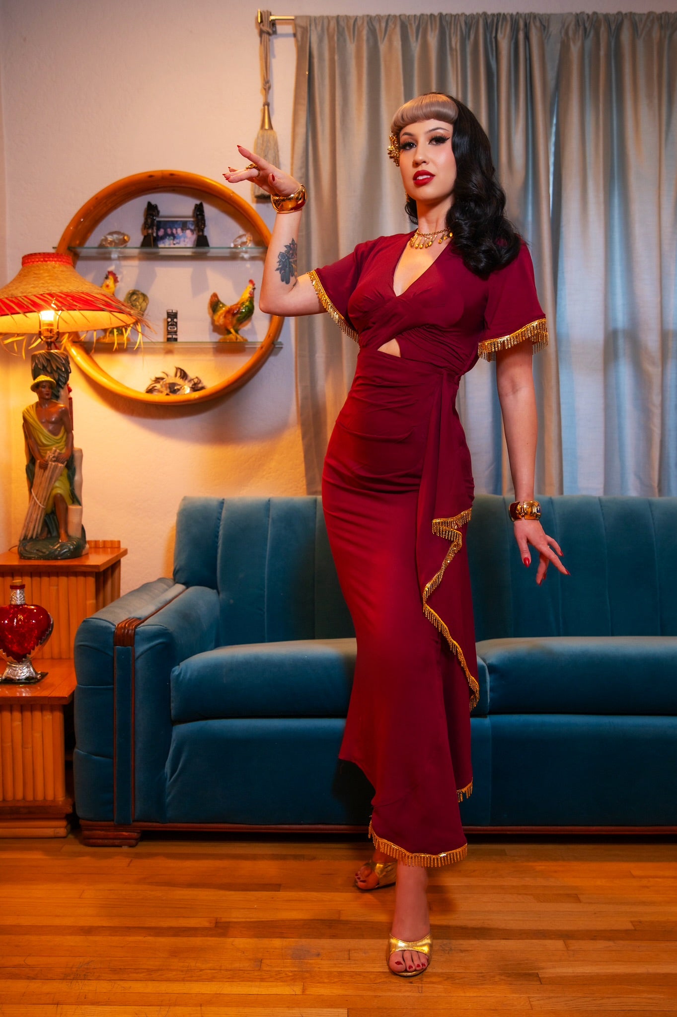 The Lady Grable Dress in Burgundy Jersey PREORDER