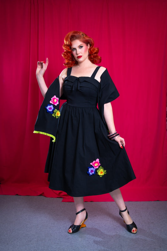 The Melrose Dress in Black Floral PREORDER