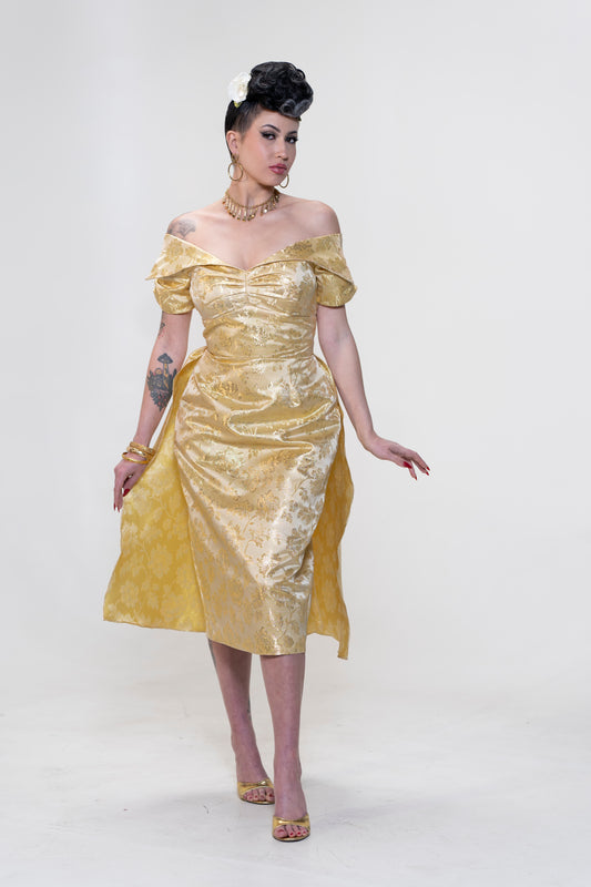 The Brocade Bliss Dress in GOLD