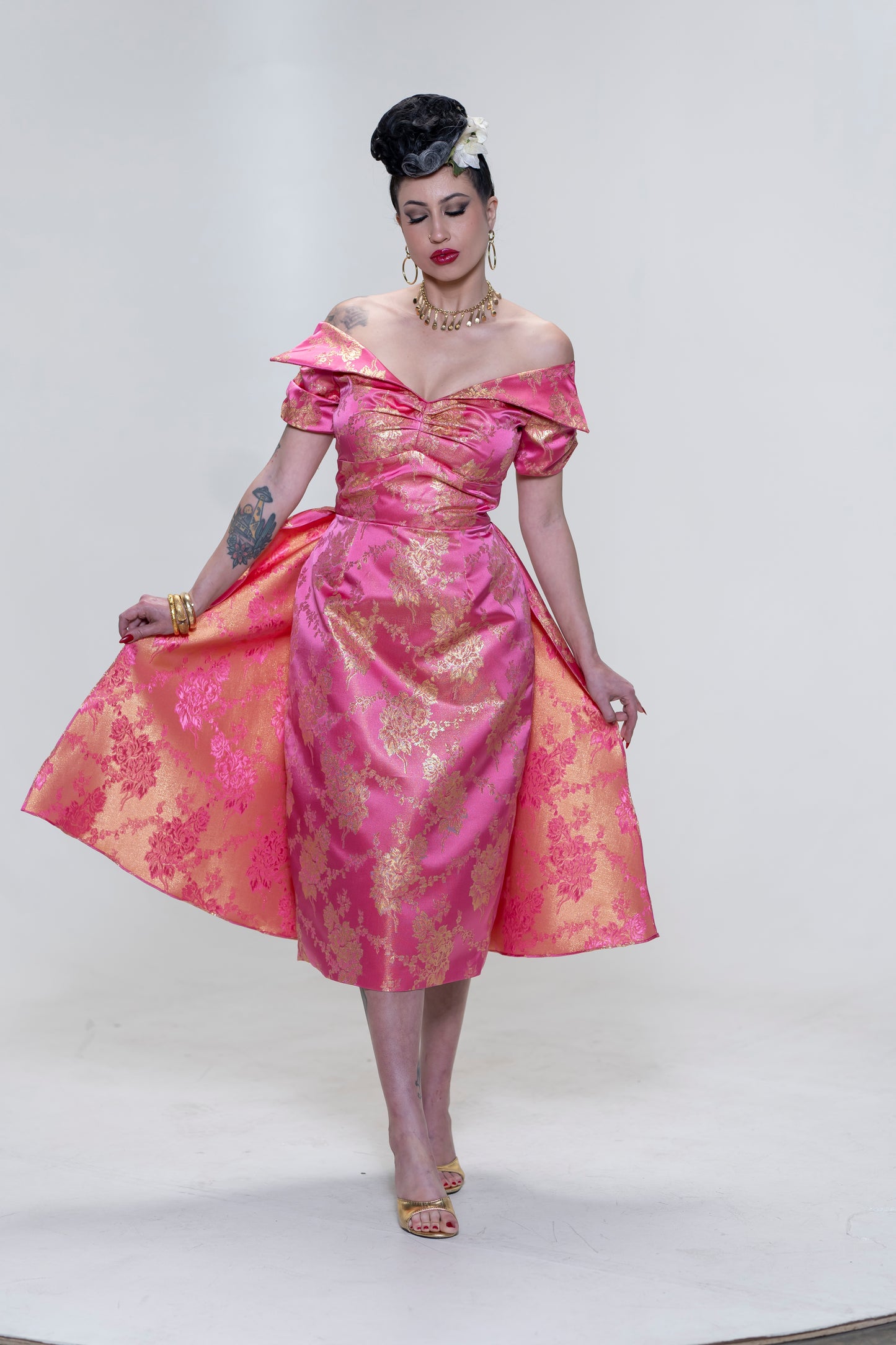 The Brocade Bliss Dress in Pink