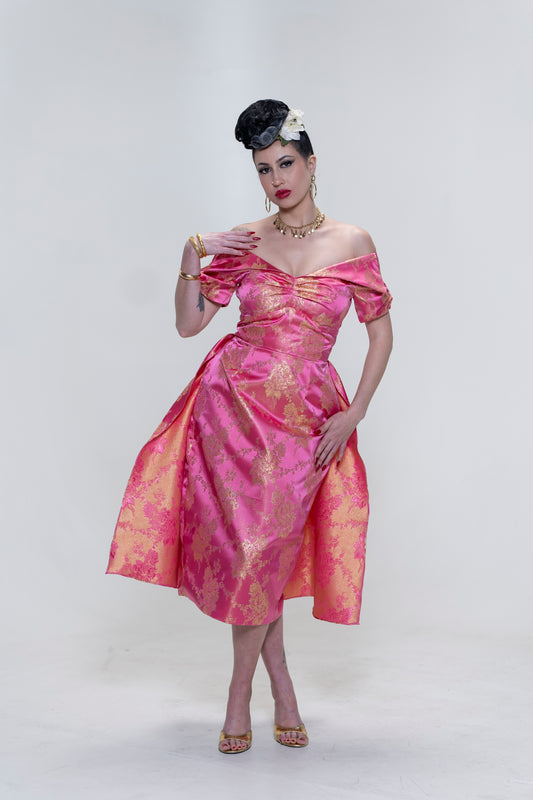 The Brocade Bliss Dress in Pink