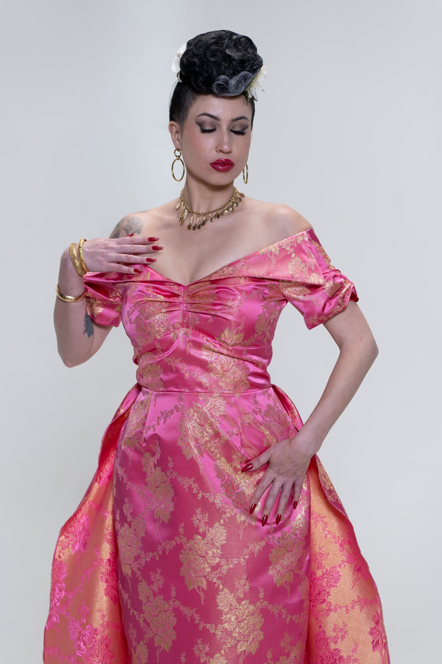 The Brocade Bliss Dress in Pink