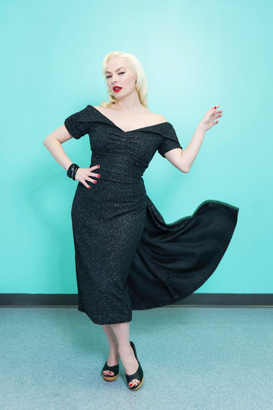 The Bliss Dress in Black Shimmer