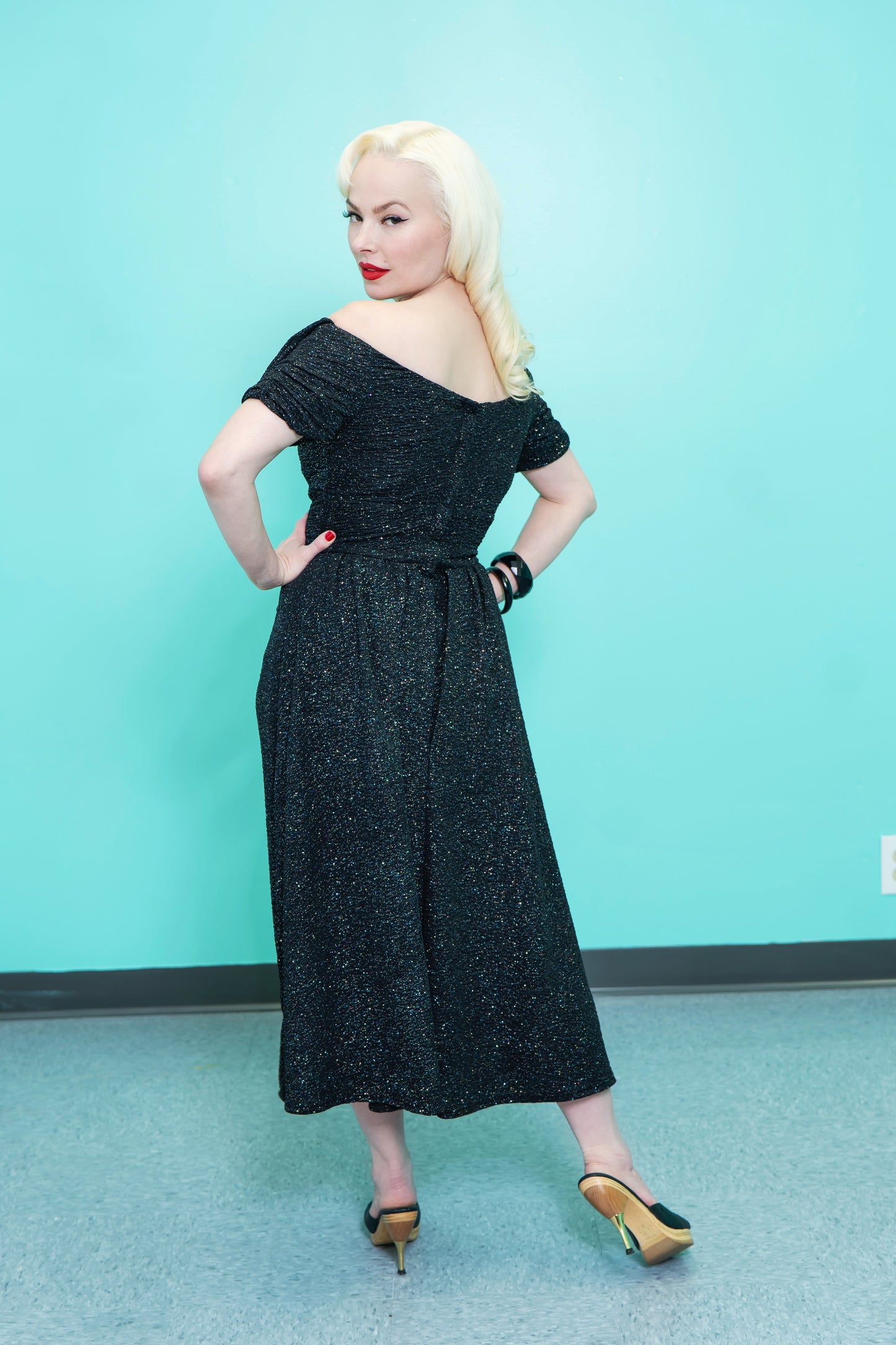 The Bliss Dress in Black Shimmer