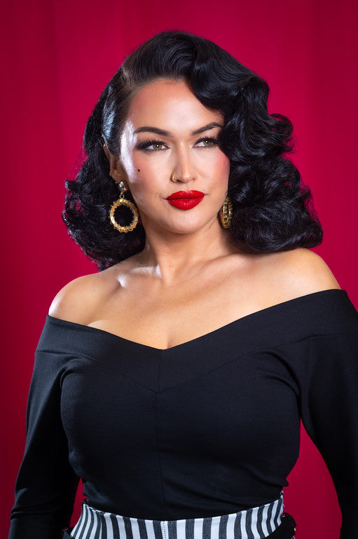 Midcentury V Top in Black