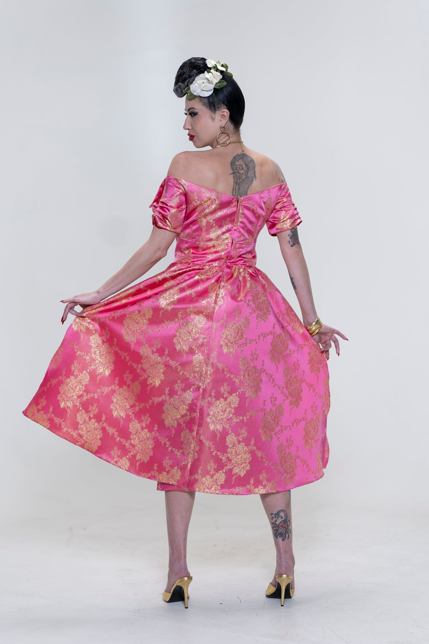 The Brocade Bliss Dress in Pink